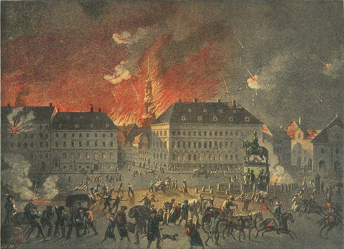 Copenhagen Bombardment seen from Kongens Nytorv
